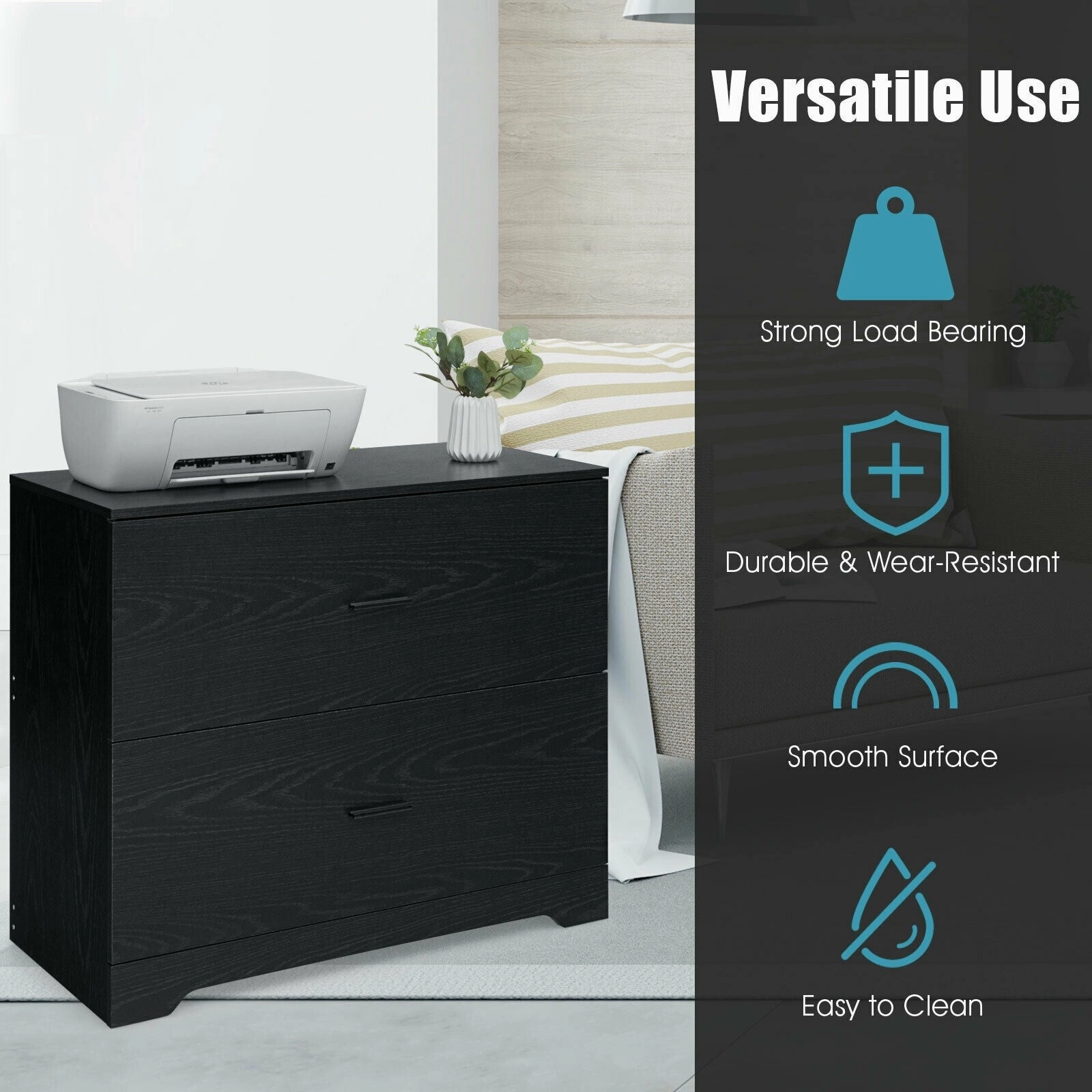 Giantex 2-Drawer Lateral File Cabinet Printer Stand