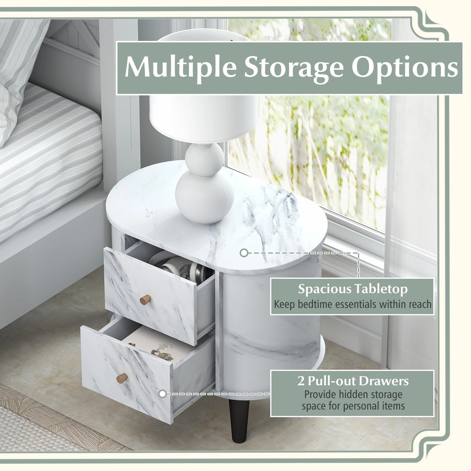 Giantex 2-Drawer Nightstand Set of 1/2