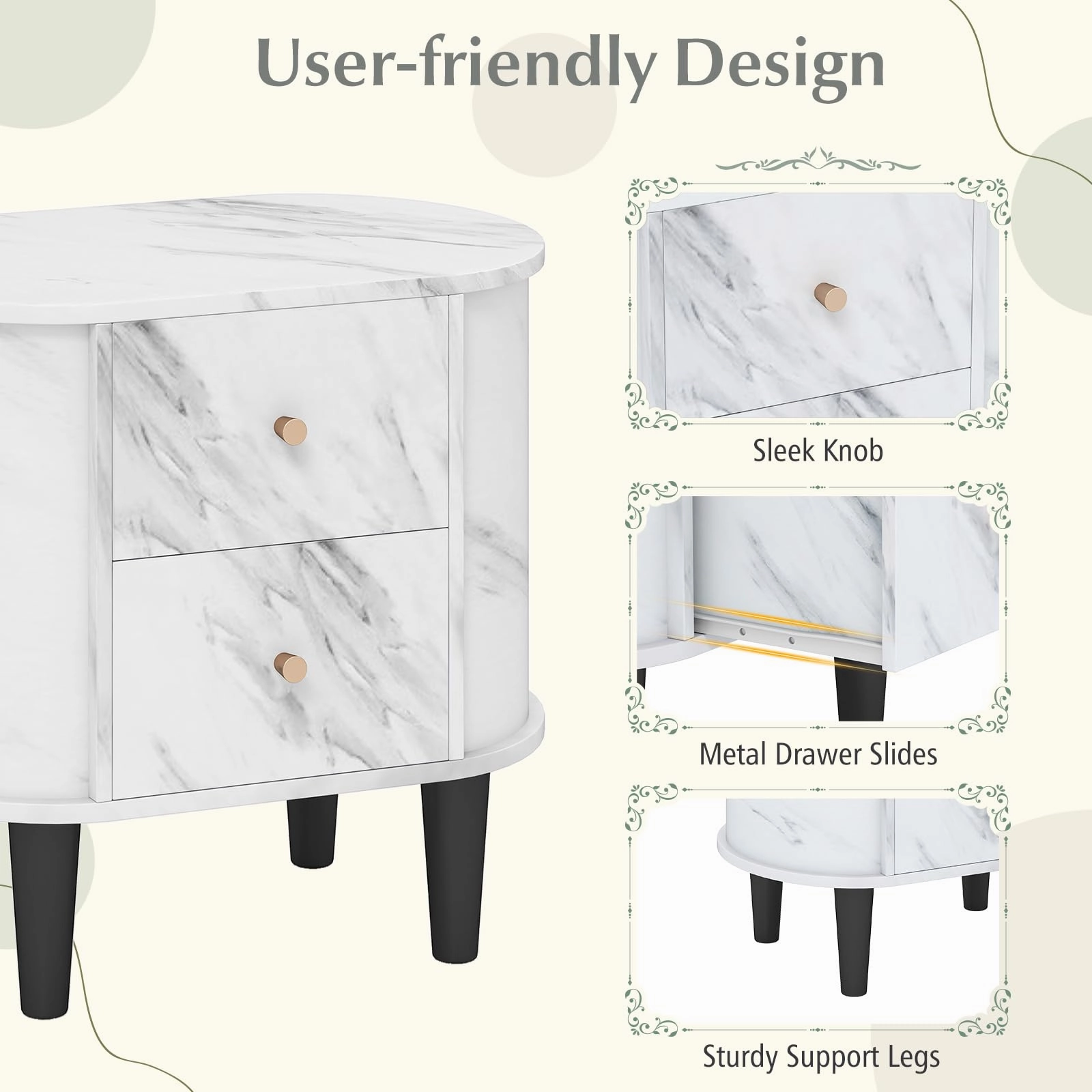 Giantex 2-Drawer Nightstand Set of 1/2