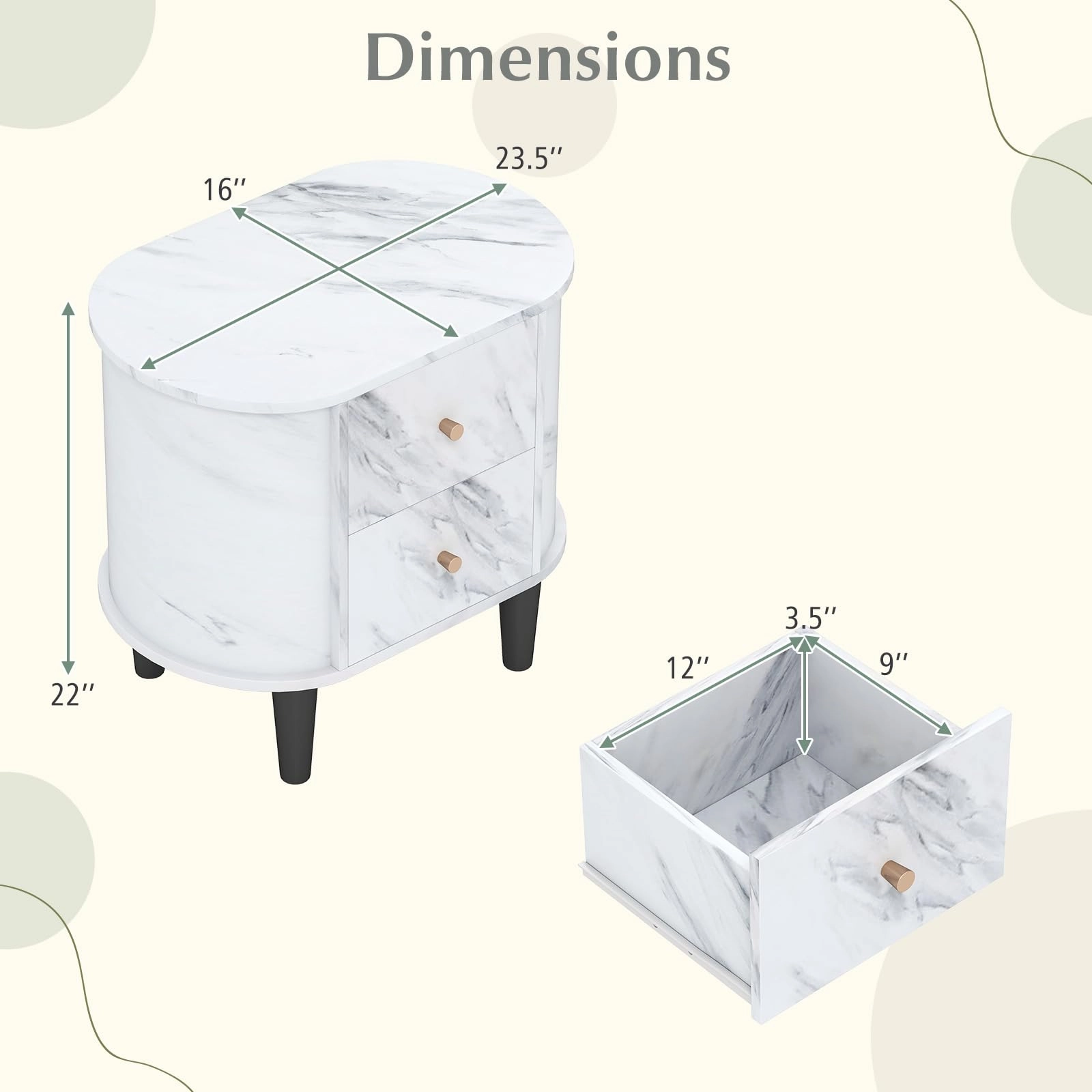 Giantex 2-Drawer Nightstand Set of 1/2