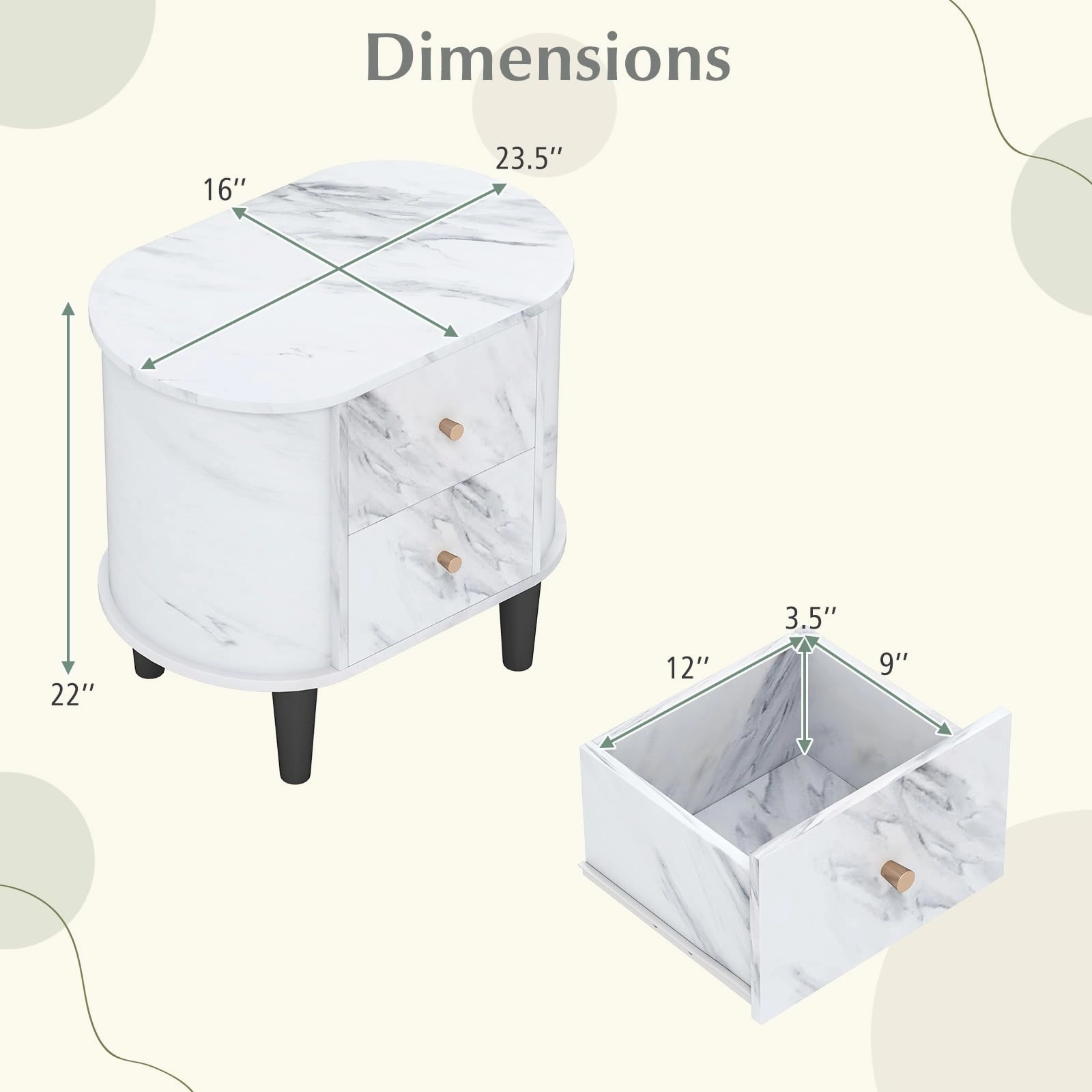 Giantex 2-Drawer Nightstand Set of 1/2