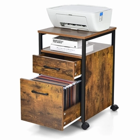 Giantex 2-Drawer Rolling File Cabinet, Under Desk File Cabinet Printer Stand on Wheels, Rustic Brown outdoor dining set, patio table