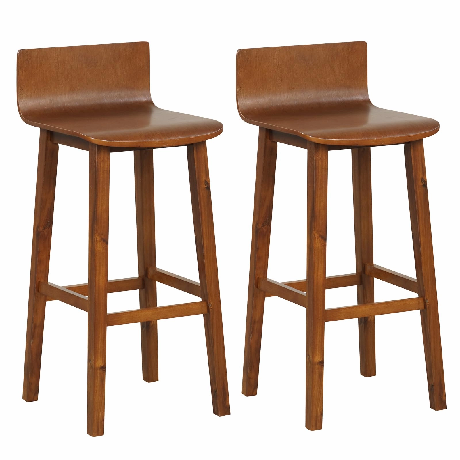 Giantex 2 or 4 Bar Stools Set with Low Back & Footrest