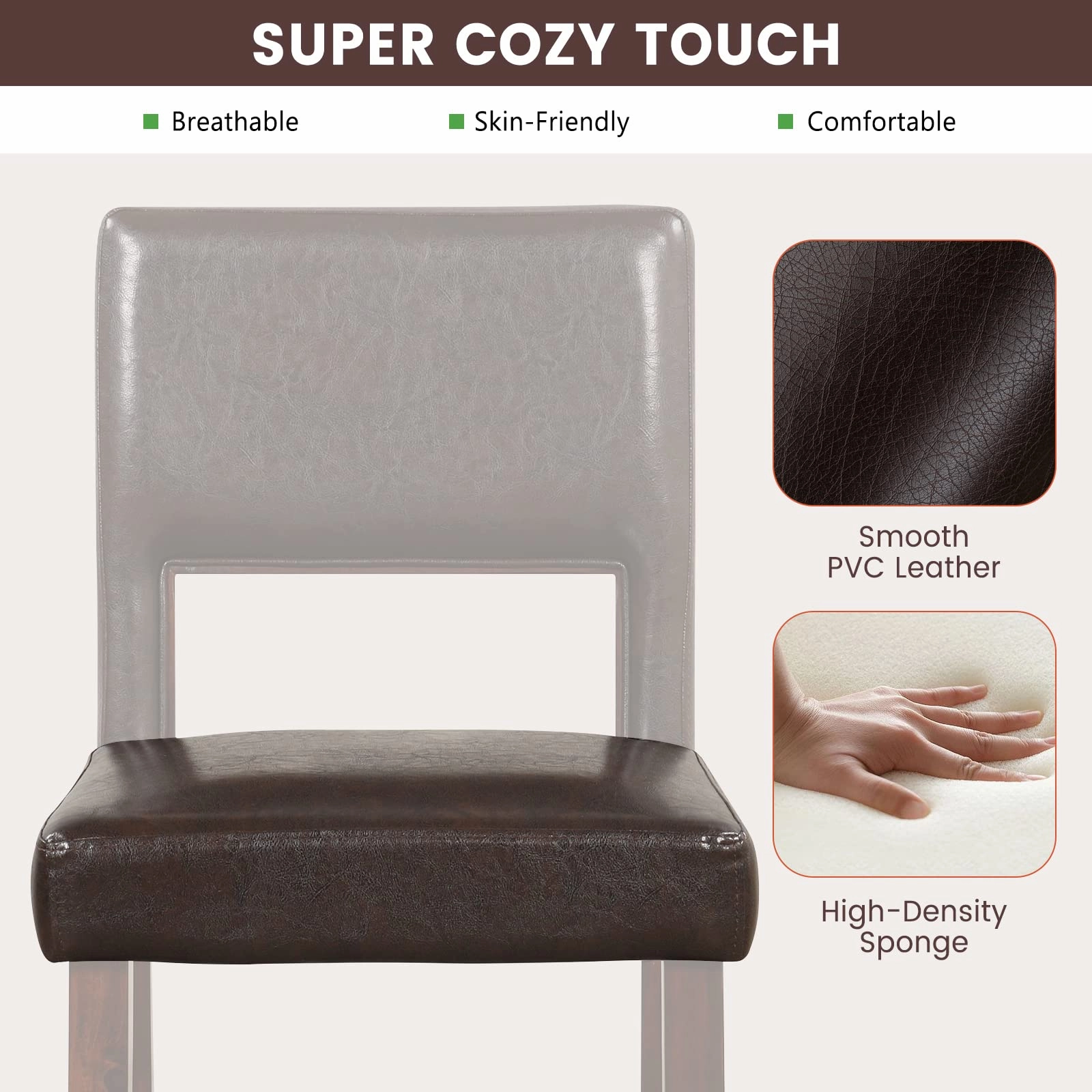 Giantex 2 or 4-Piece Bar Chair Set - Linen Counter Height Bar Stool Set with Hollowed Back & Rubber Wood Legs