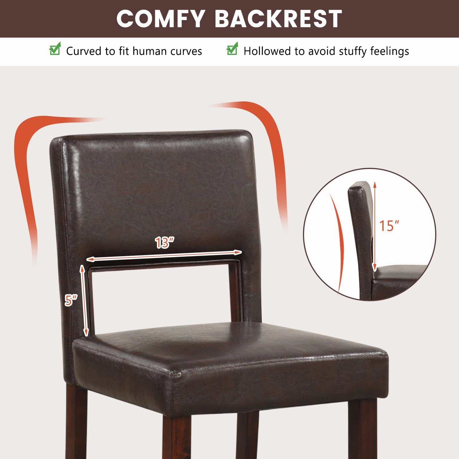 Giantex 2 or 4-Piece Bar Chair Set - Linen Counter Height Bar Stool Set with Hollowed Back & Rubber Wood Legs