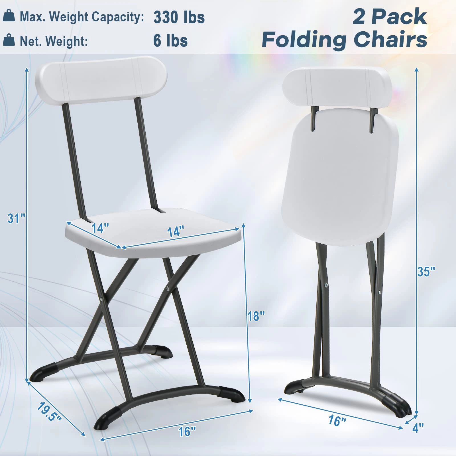 Giantex 2-Pack Folding Chairs, Plastic Event Chairs, Lightweight Foldable Chairs with Solid X-Shape Frame