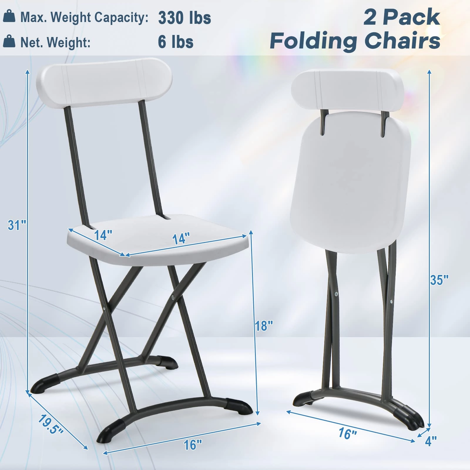 Giantex 2-Pack Folding Chairs, Plastic Event Chairs, Lightweight Foldable Chairs with Solid X-Shape Frame