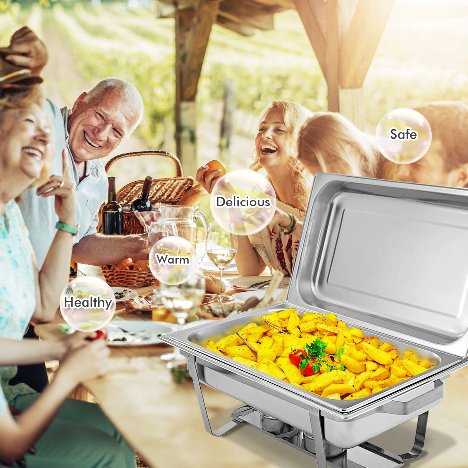 Giantex 2 Packs Chafing Dish 9 Quart Chafter Dishes Stainless Steel