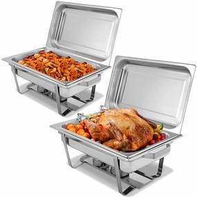 Giantex 2 Packs Chafing Dish 9 Quart Chafter Dishes Stainless Steel kitchen towel, placemats