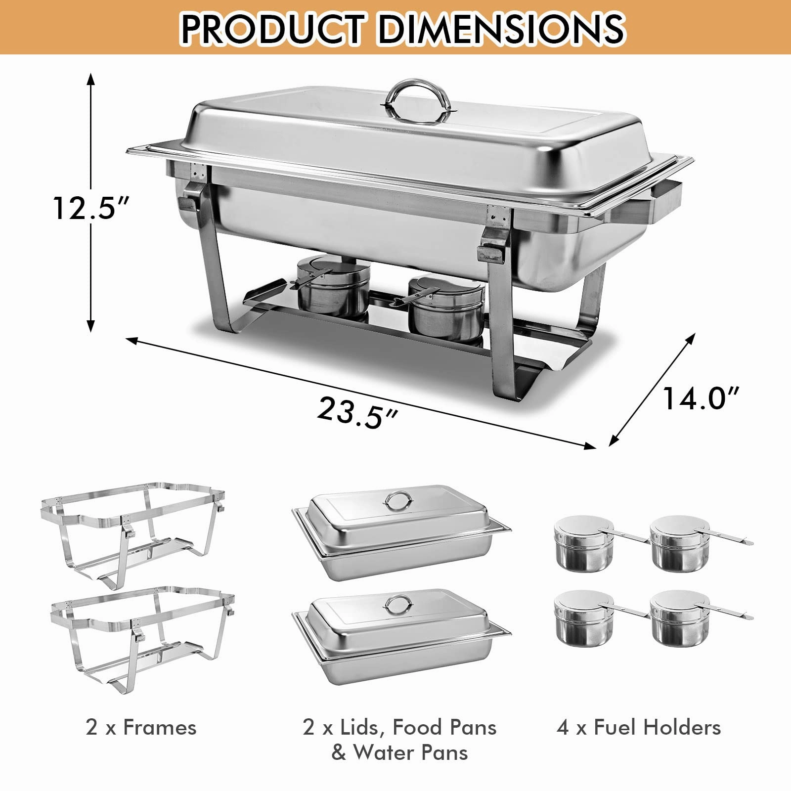 Giantex 2 Packs Chafing Dish 9 Quart Chafter Dishes Stainless Steel
