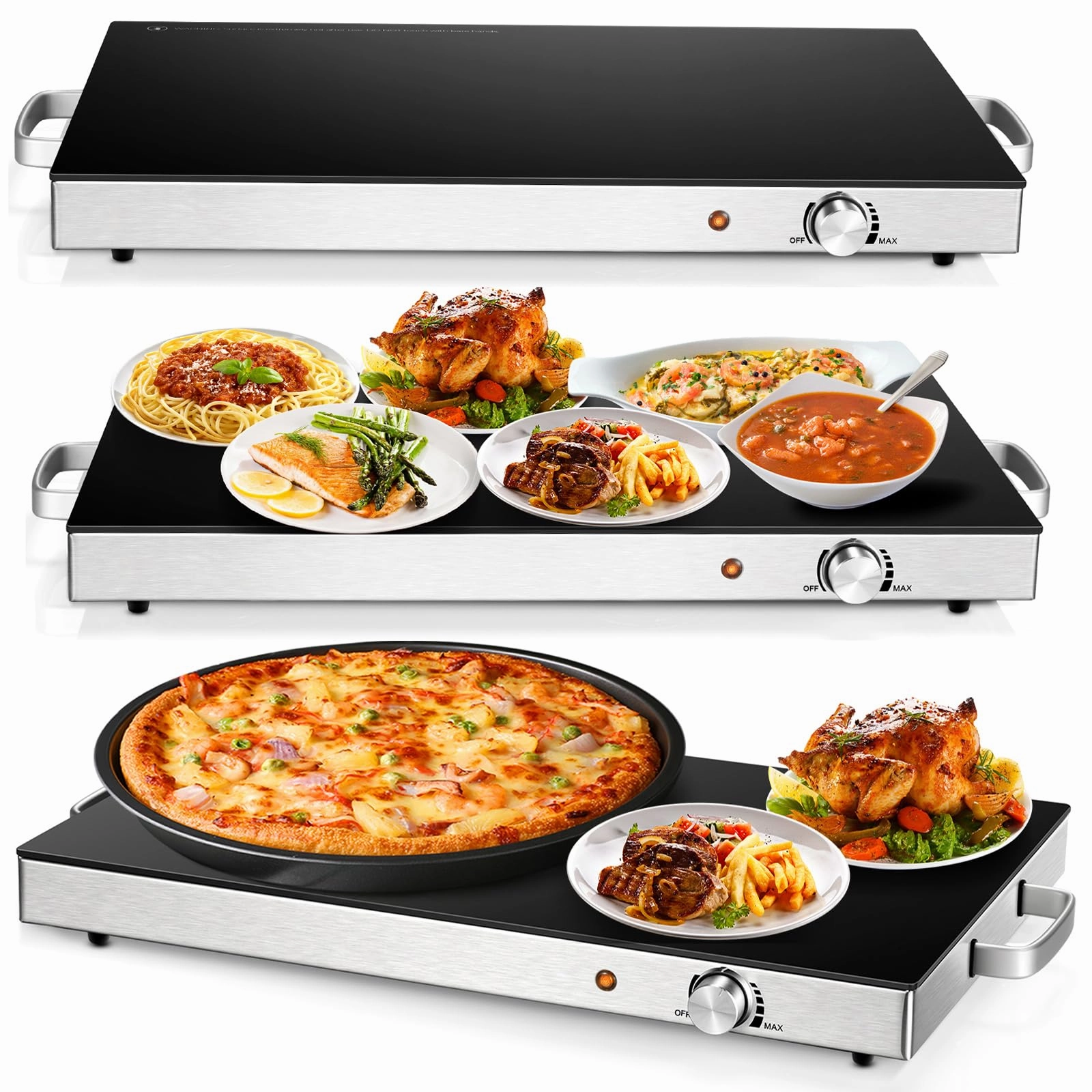 Giantex 2 Packs Electric Warming Tray, 22''x15'' Hot Plate with Adjustable Temperature Control
