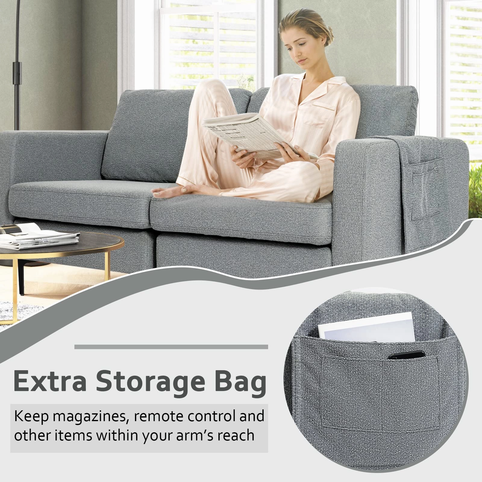 Giantex 2-Seat Sofa Couch, 66" L Modern Loveseat