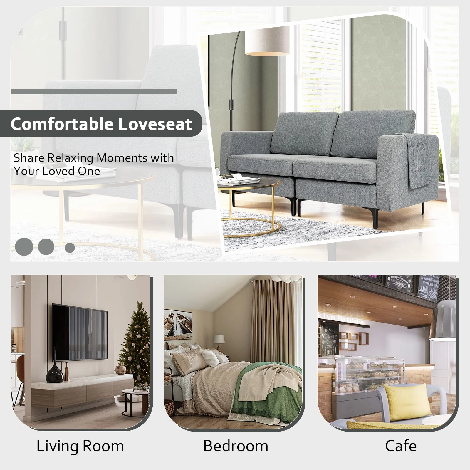 Giantex 2-Seat Sofa Couch, 66" L Modern Loveseat