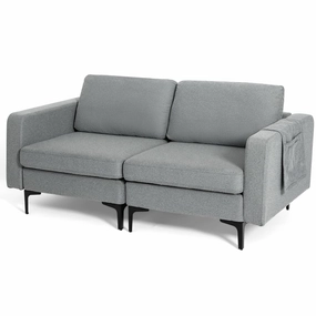 Giantex 2-Seat Sofa Couch, 66" L Modern Loveseat sectional sofa, corner couch