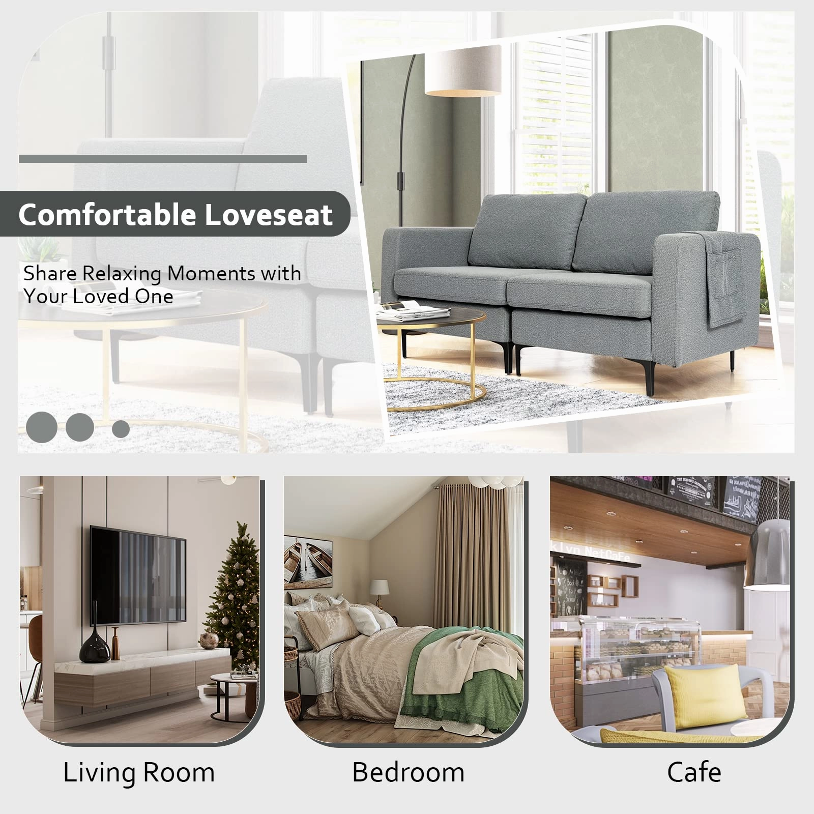 Giantex 2-Seat Sofa Couch, 66" L Modern Loveseat