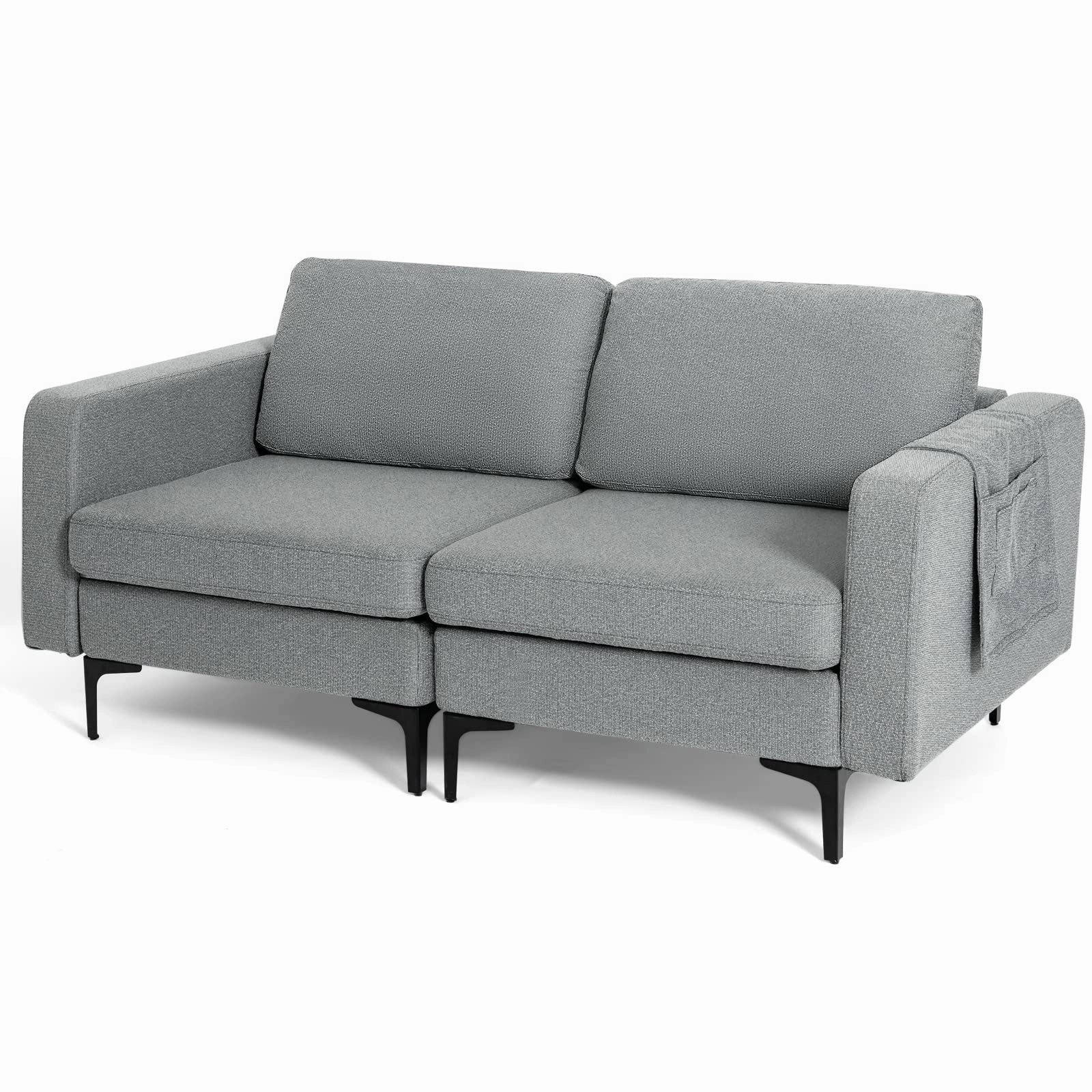 Giantex 2-Seat Sofa Couch, 66" L Modern Loveseat sectional sofa, corner couch
