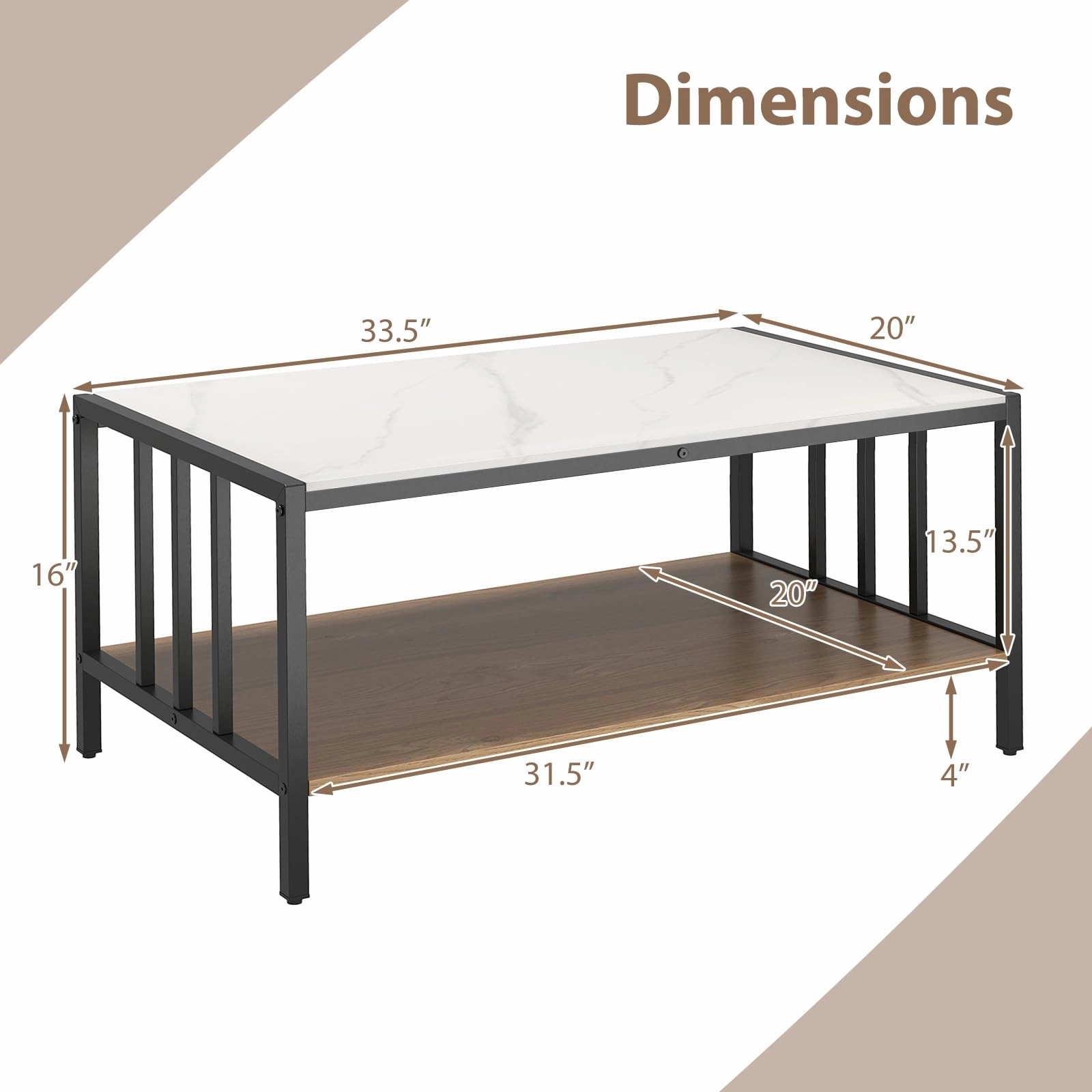 Giantex 2 Tier Coffee Table with Storage for Living Room