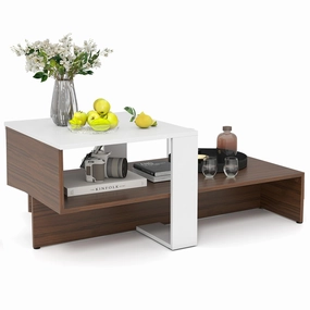 Giantex 2 Tier Coffee Table with Storage for Living Room Reception Room console table, hallway table