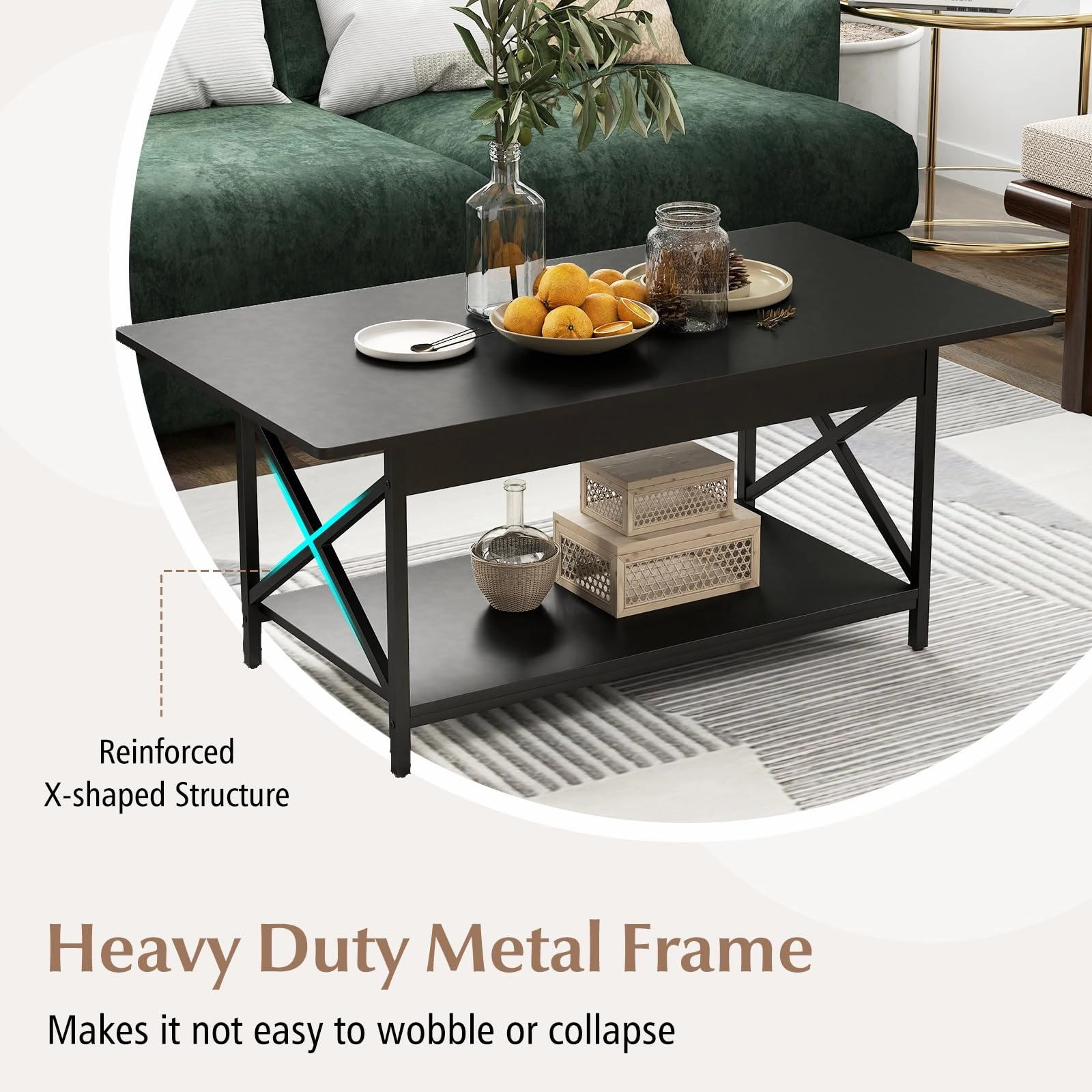 Giantex 2 Tier Coffee Table with Storage Shelf