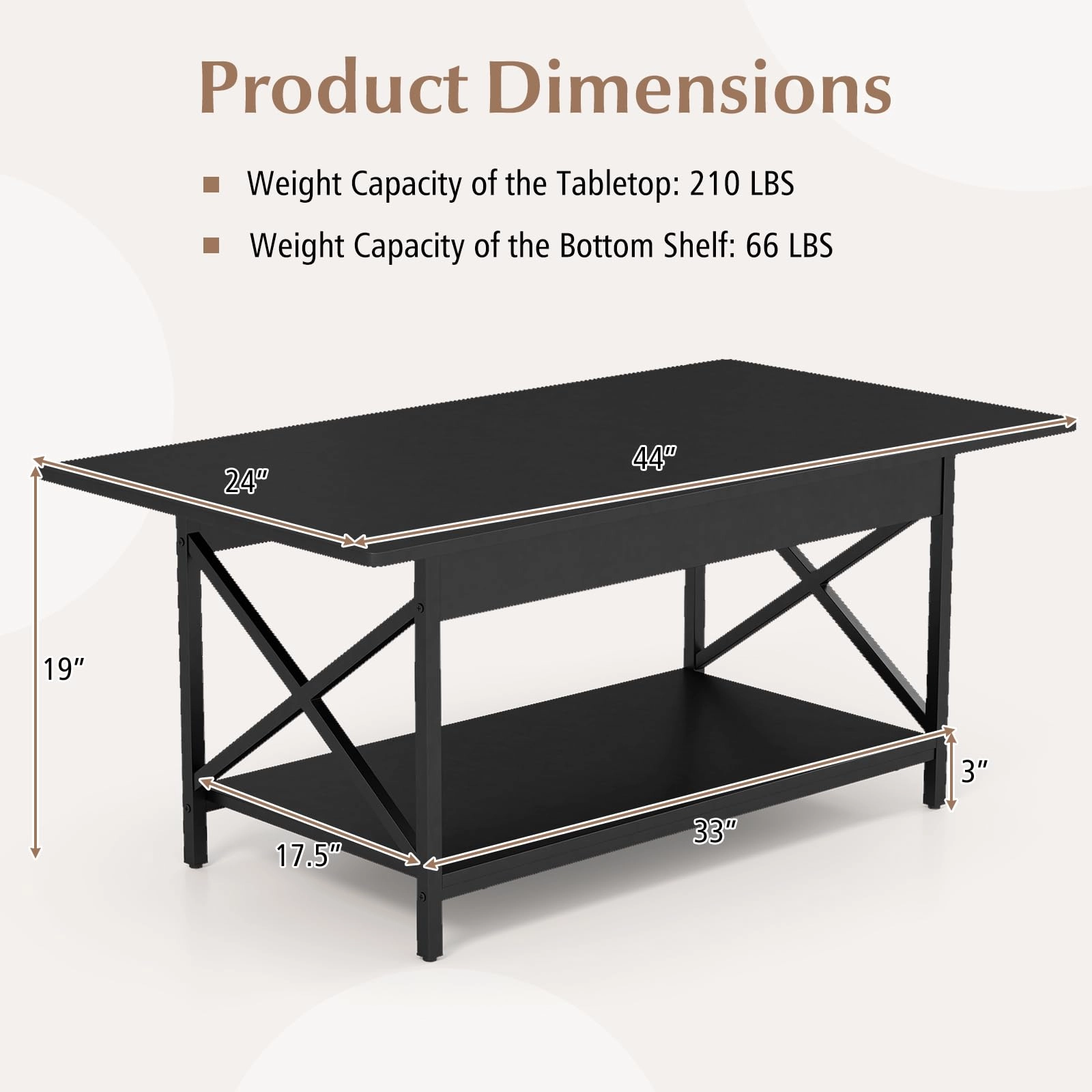 Giantex 2 Tier Coffee Table with Storage Shelf