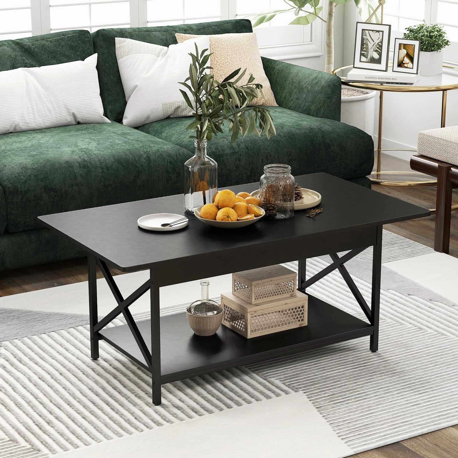 Giantex 2 Tier Coffee Table with Storage Shelf