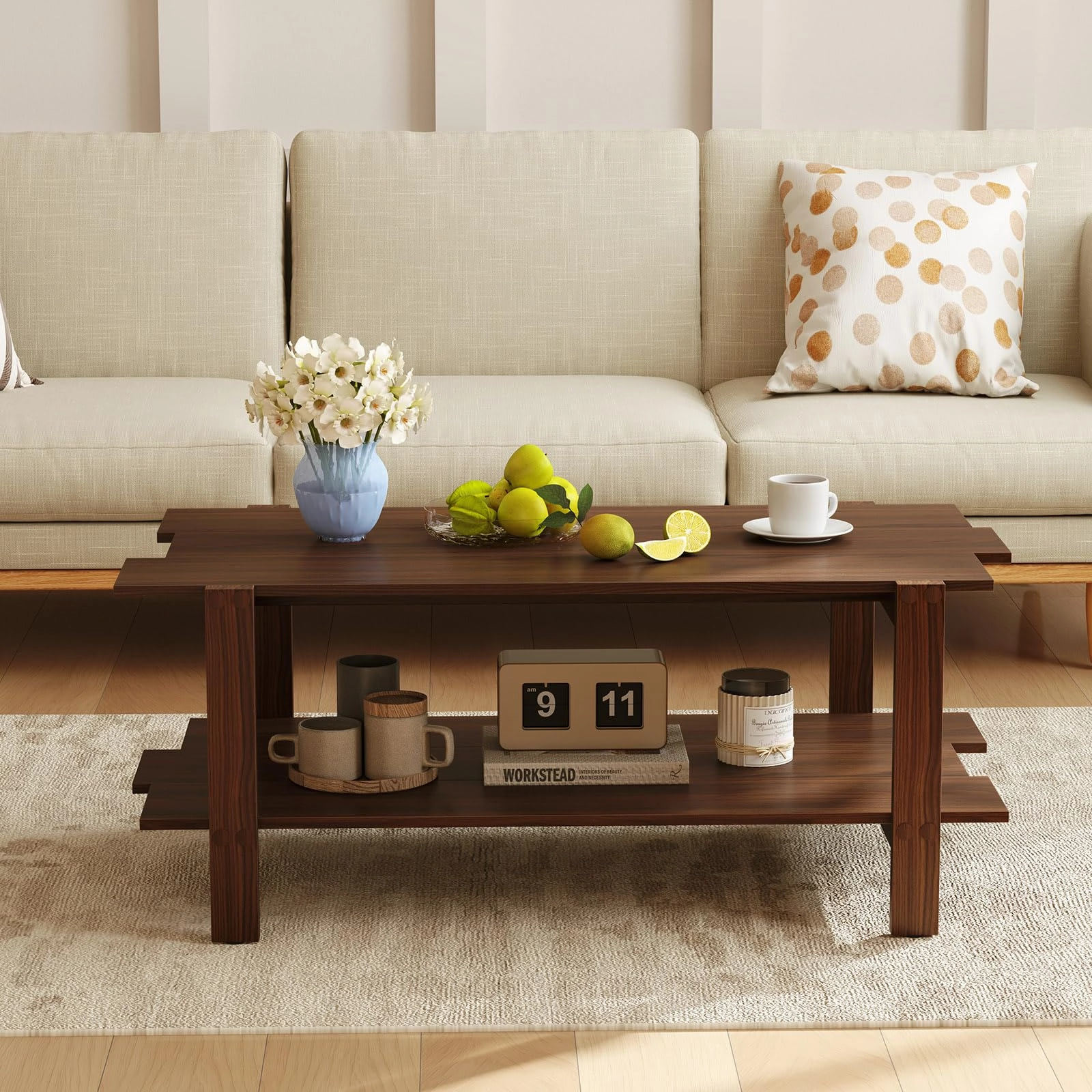 Giantex 2-Tier Coffee Table with Storage Shelf