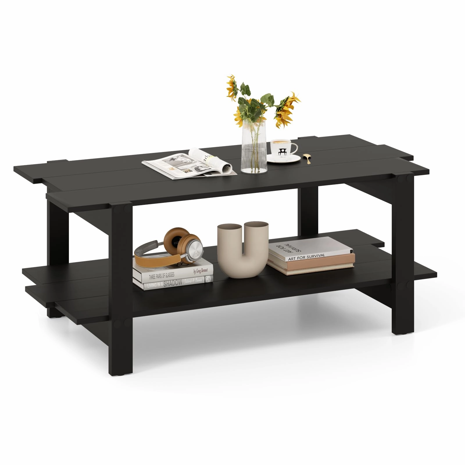 Giantex 2-Tier Coffee Table with Storage Shelf