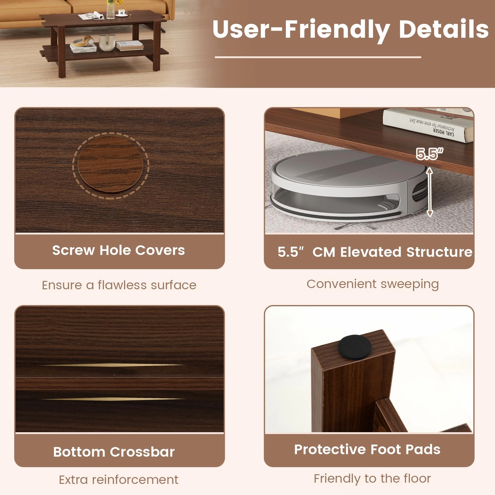 Giantex 2-Tier Coffee Table with Storage Shelf