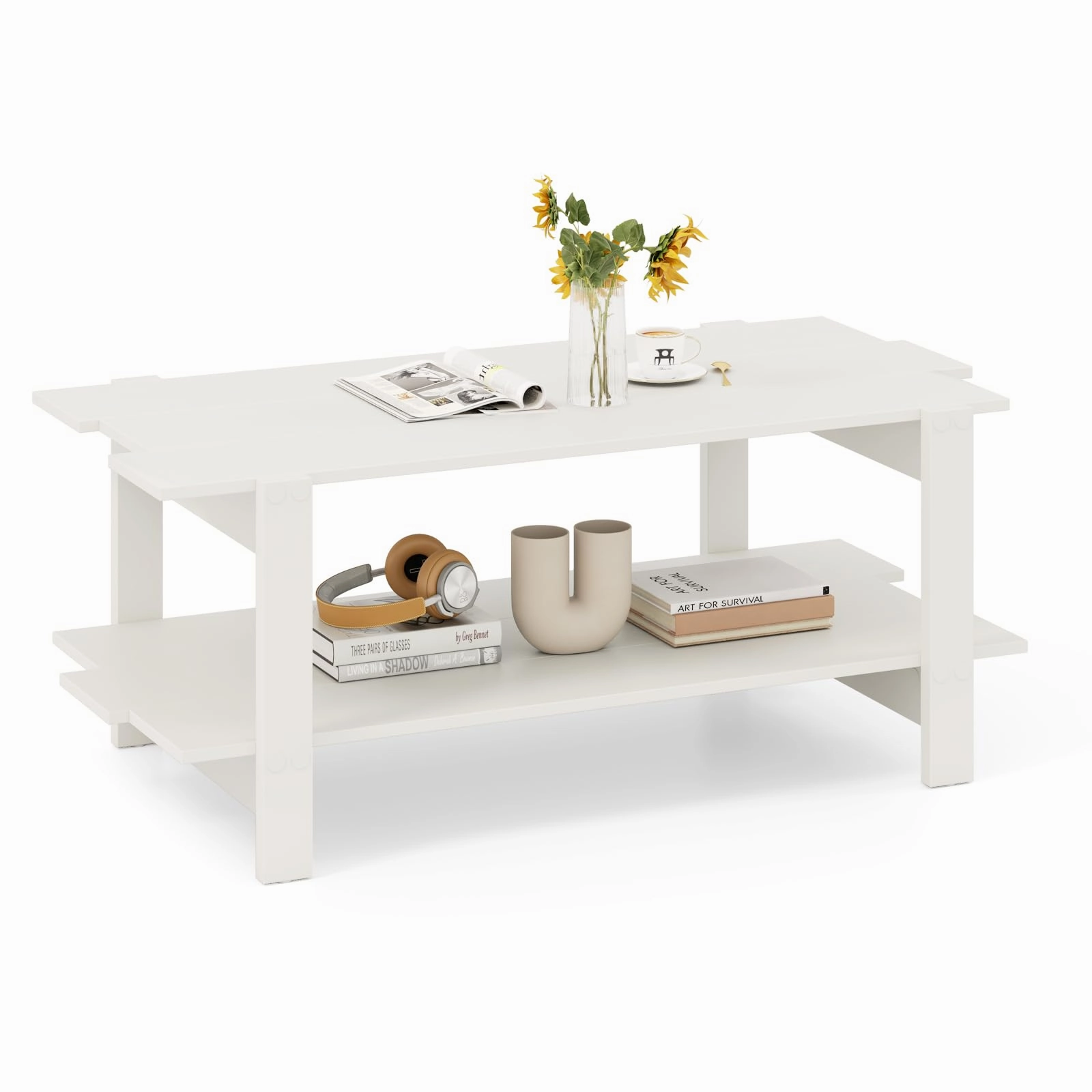 Giantex 2-Tier Coffee Table with Storage Shelf