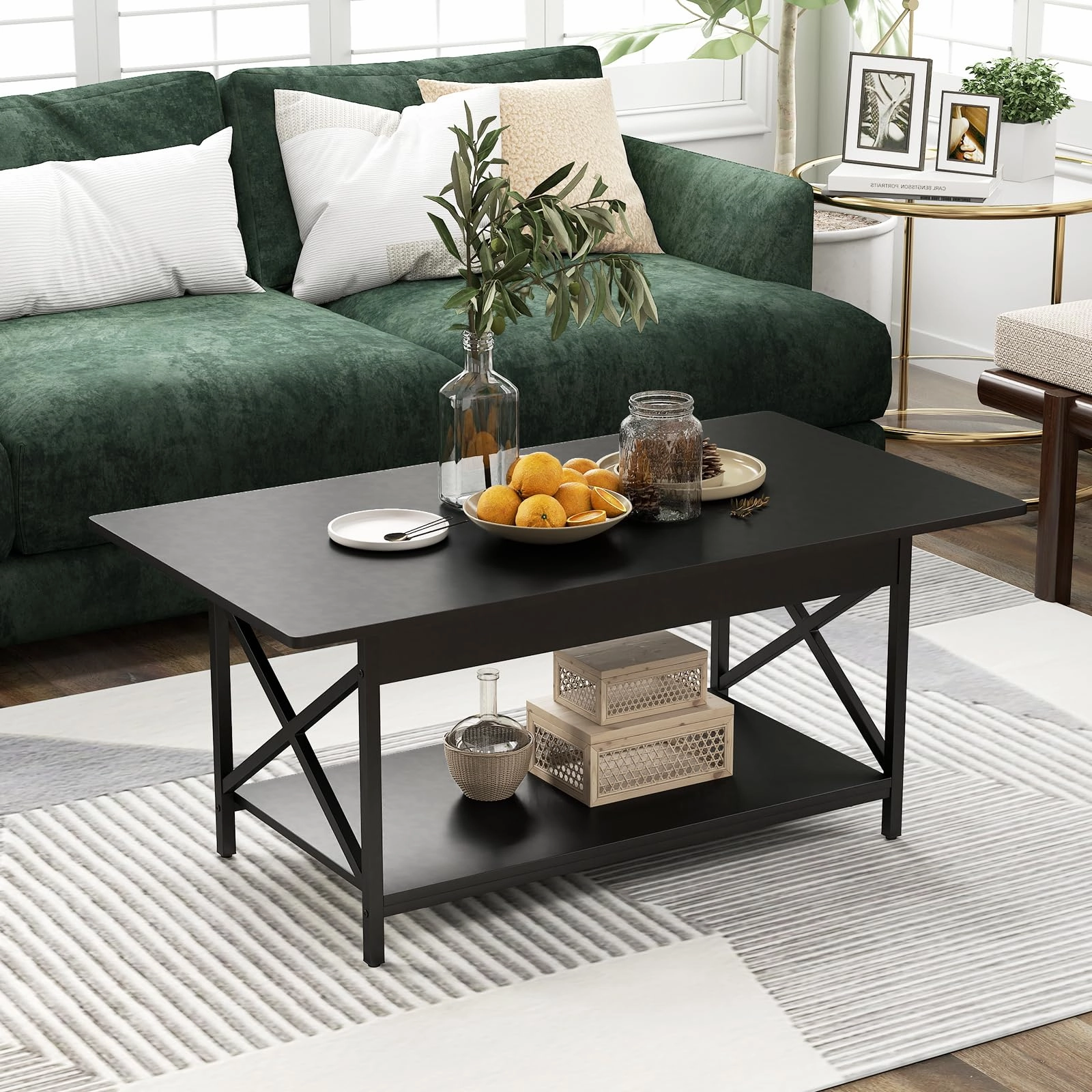 Giantex 2 Tier Coffee Table with Storage Shelf