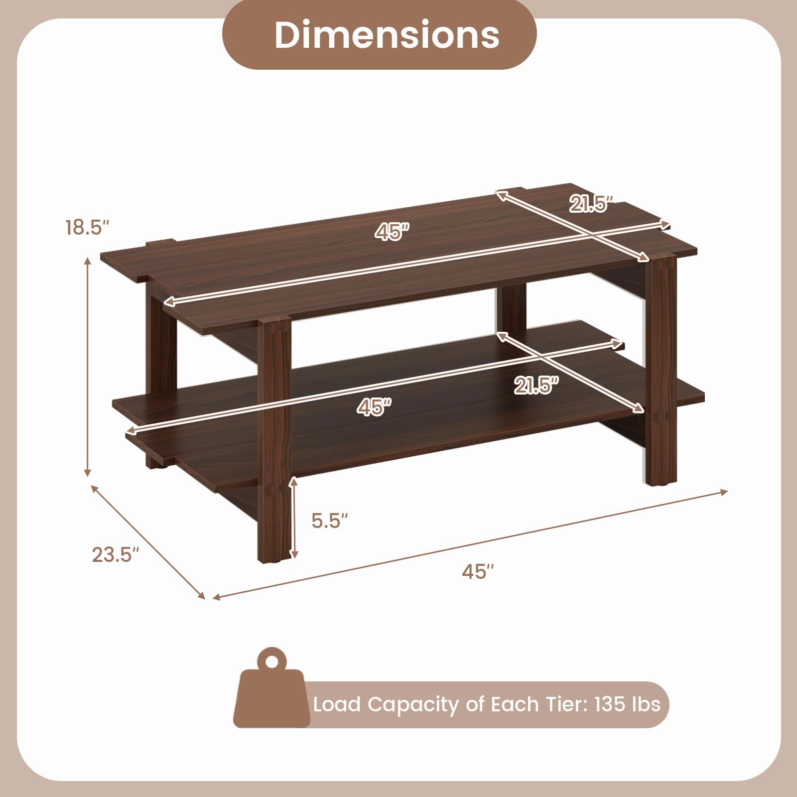 Giantex 2-Tier Coffee Table with Storage Shelf
