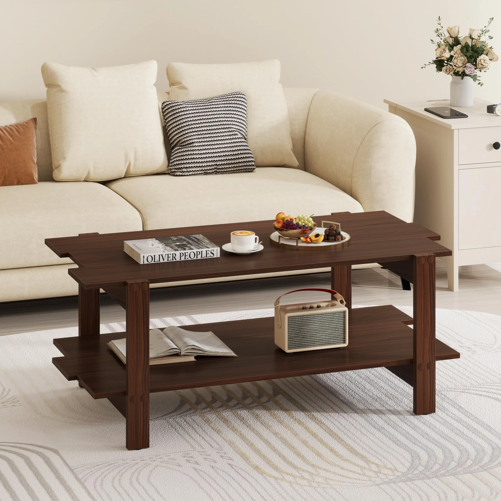 Giantex 2-Tier Coffee Table with Storage Shelf
