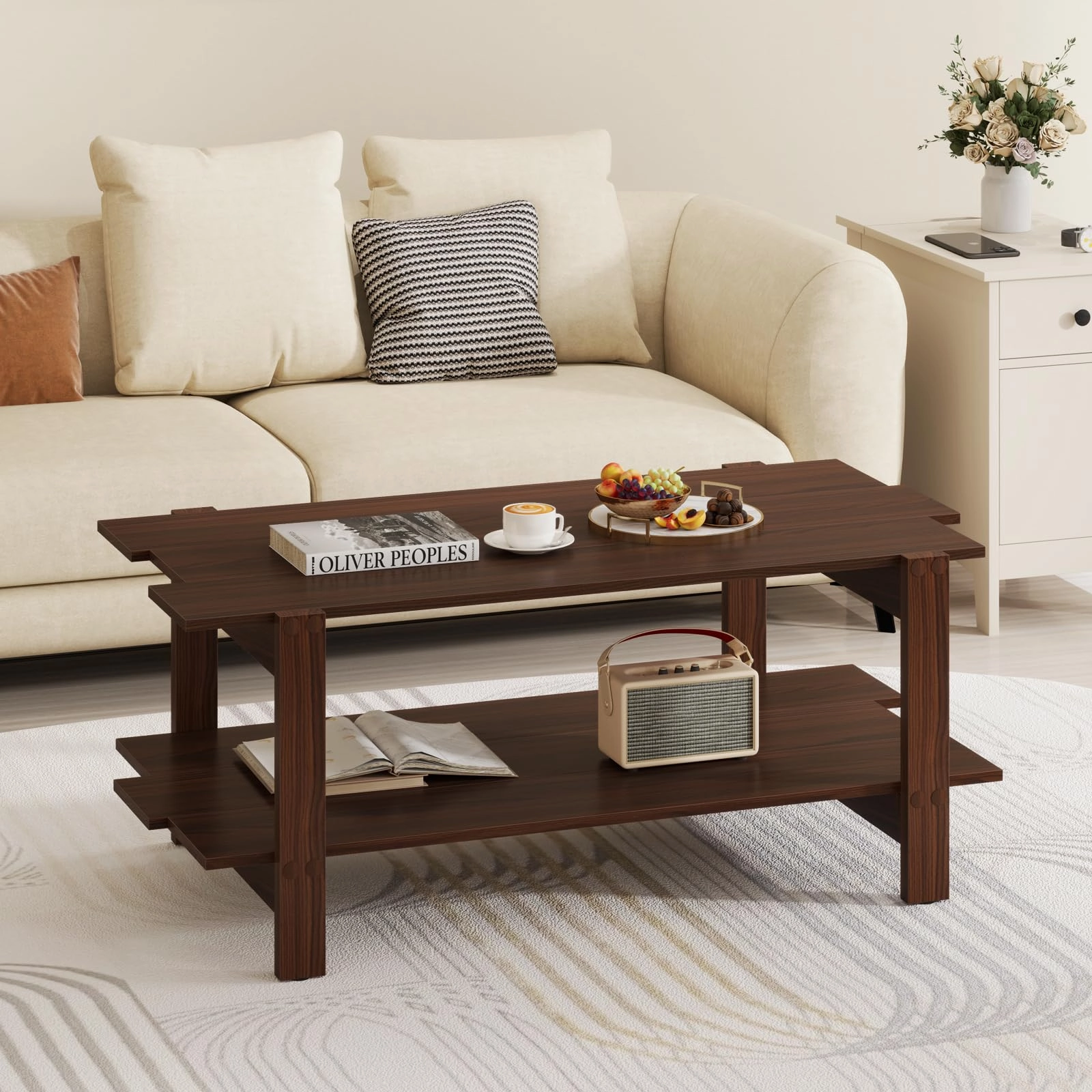 Giantex 2-Tier Coffee Table with Storage Shelf