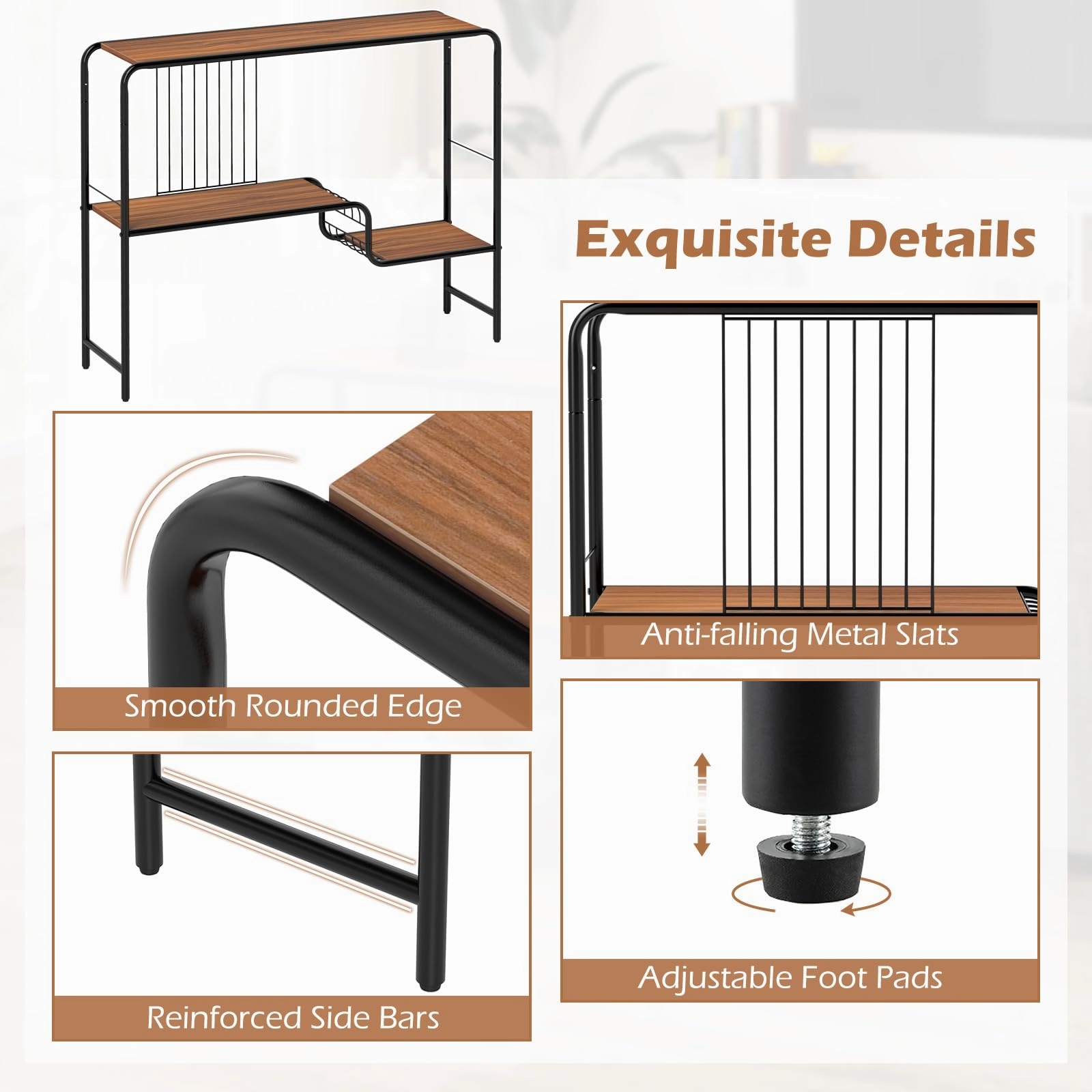 Giantex 2-Tier Console Table, 35.5" Narrow Entryway Table w/Irregular Storage Shelves & Metal Frame