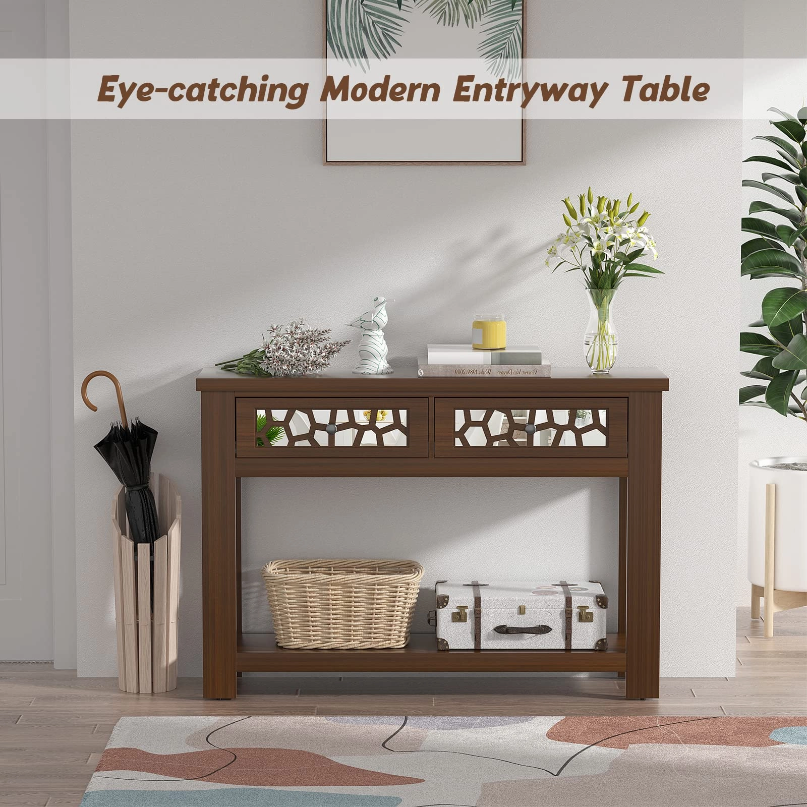 Giantex 2-Tier Console Table with Drawers