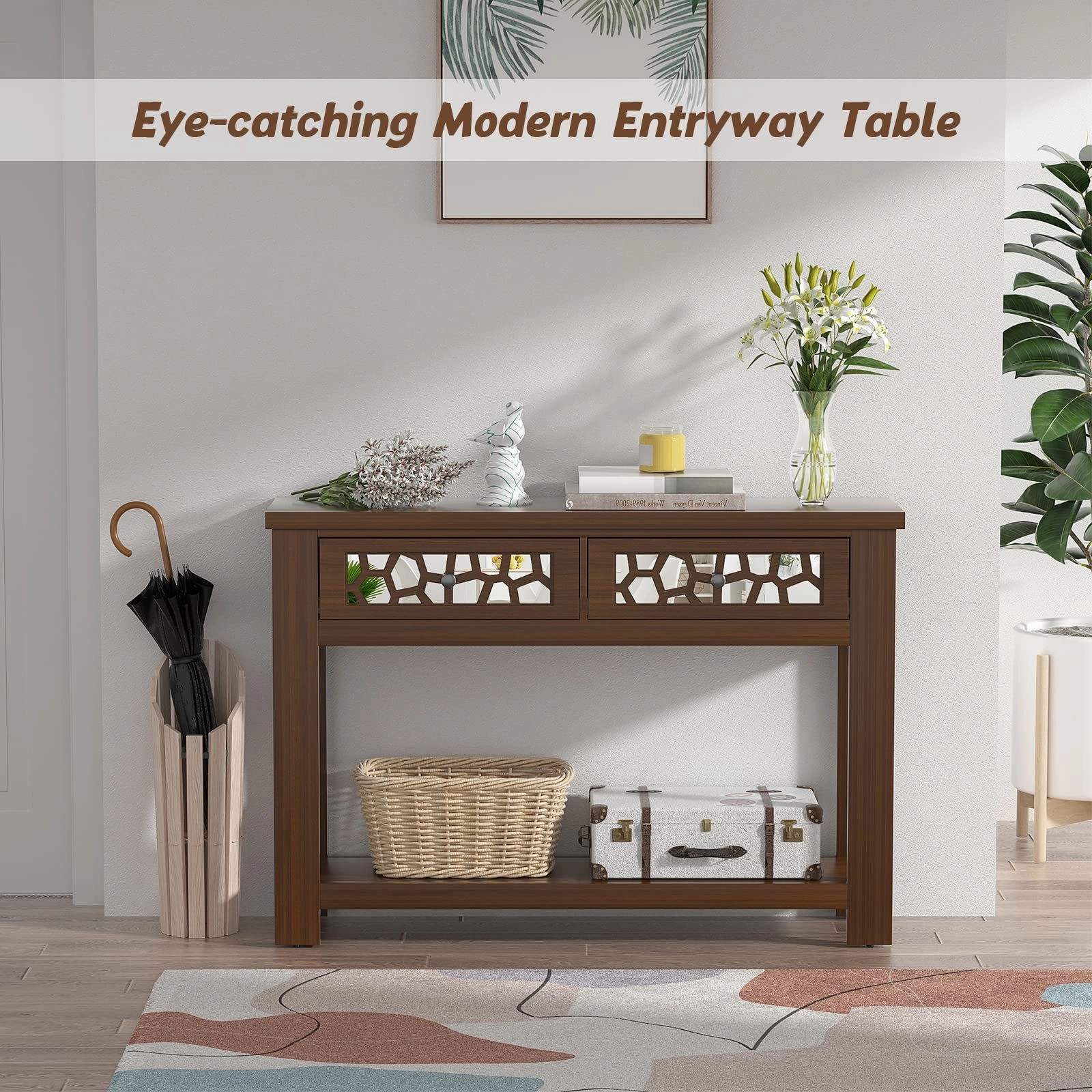 Giantex 2-Tier Console Table with Drawers