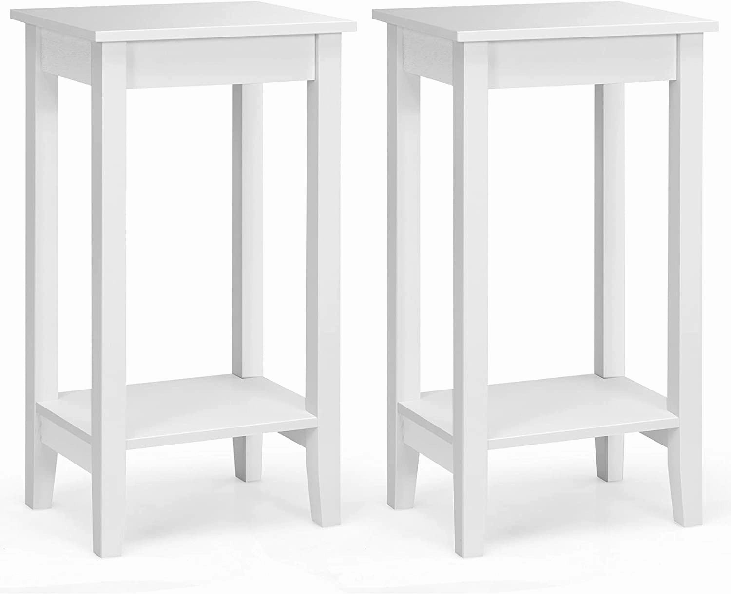 Giantex 2-Tier End Table Tall Nightstand, Simple Design Sofa Bedside Table