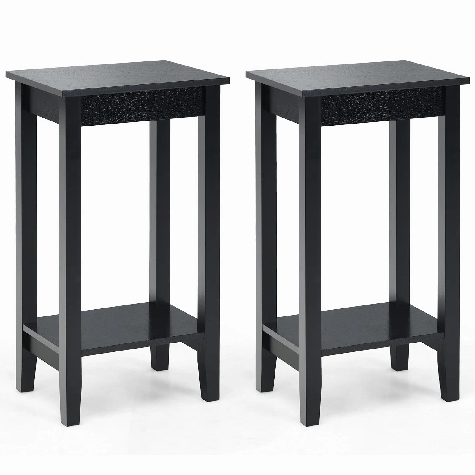 Giantex 2-Tier End Table Tall Nightstand, Simple Design Sofa Bedside Table