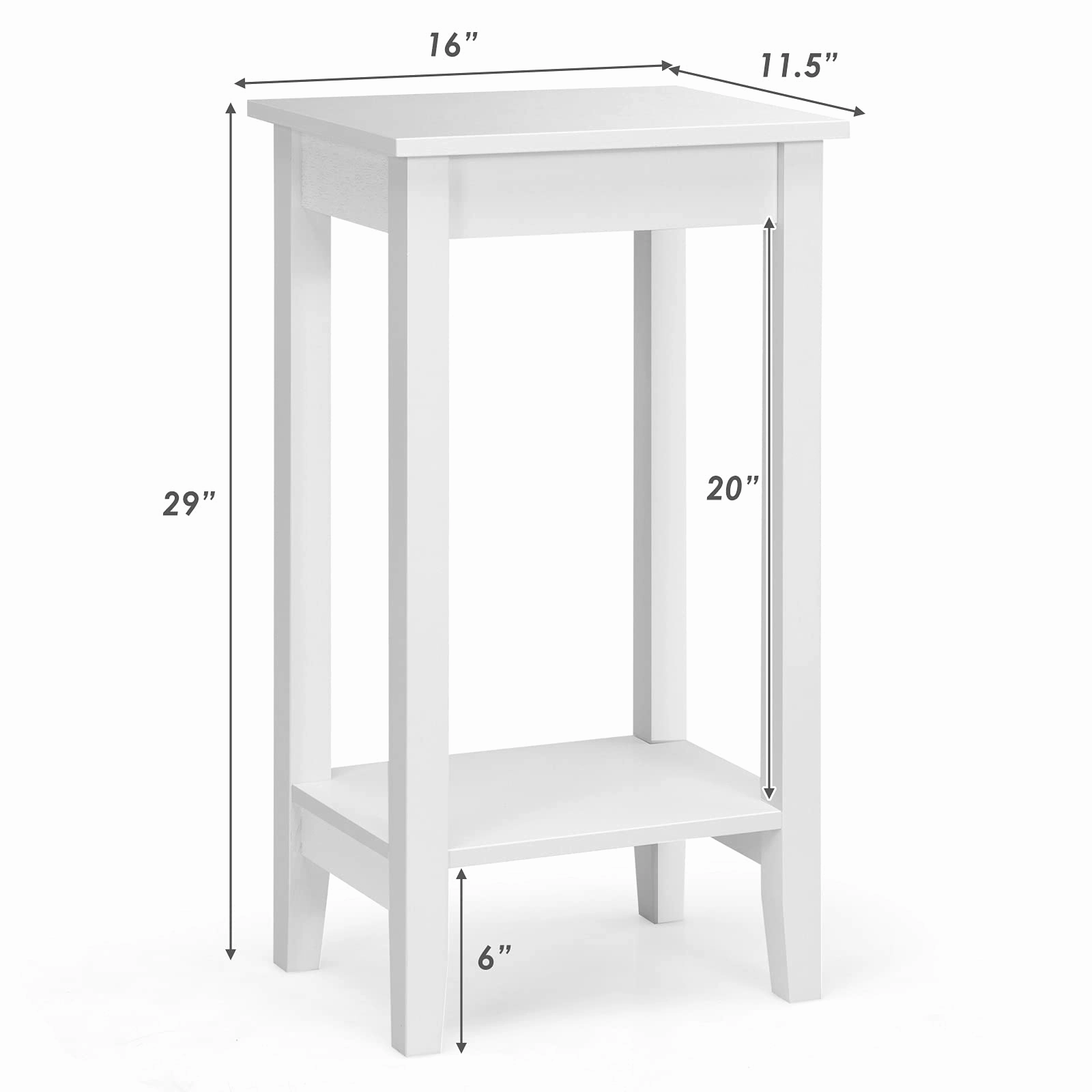 Giantex 2-Tier End Table Tall Nightstand, Simple Design Sofa Bedside Table