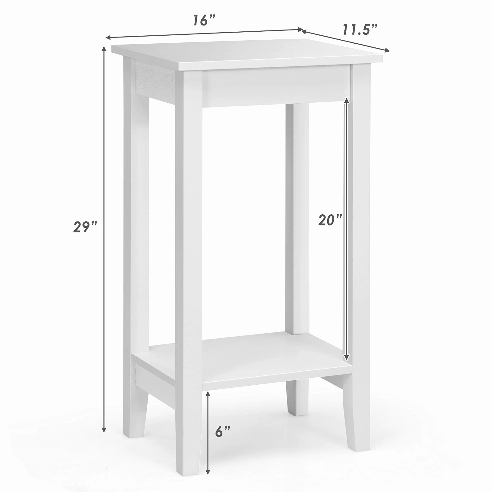 Giantex 2-Tier End Table Tall Nightstand, Simple Design Sofa Bedside Table