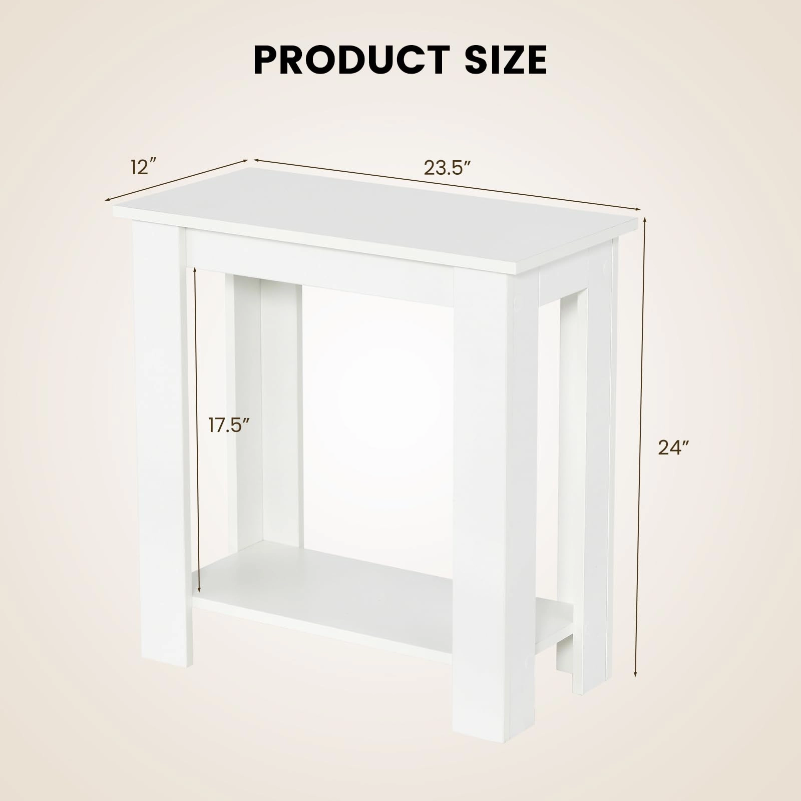 Giantex 2-Tier End Table White, Modern Side Table with Storage Shelf