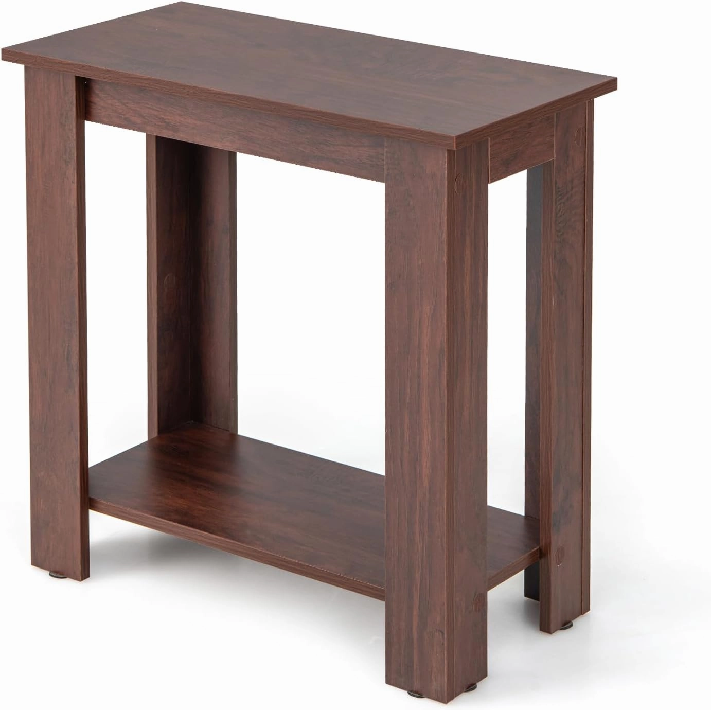 Giantex 2-Tier End Table White, Modern Side Table with Storage Shelf