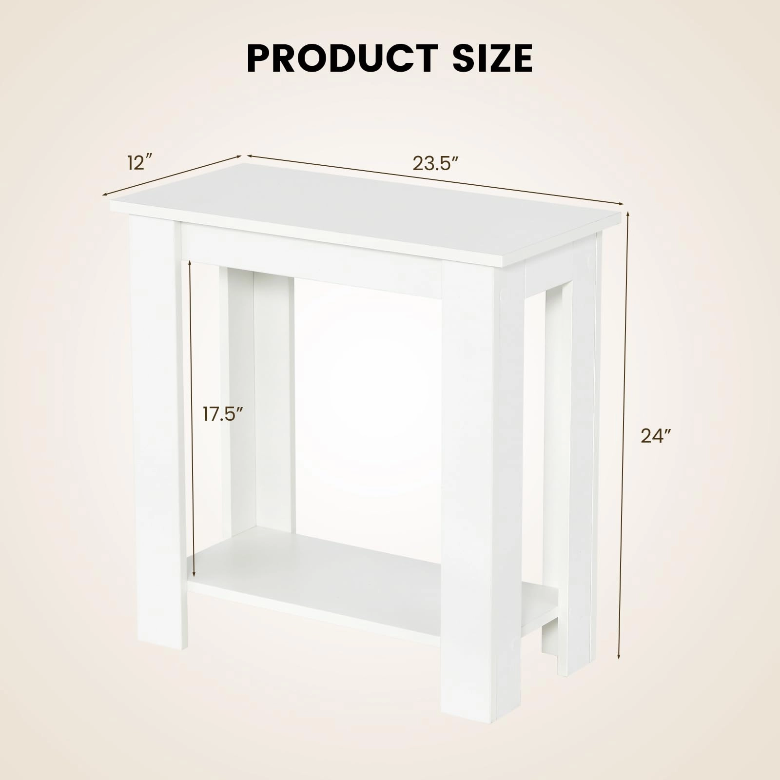 Giantex 2-Tier End Table White, Modern Side Table with Storage Shelf