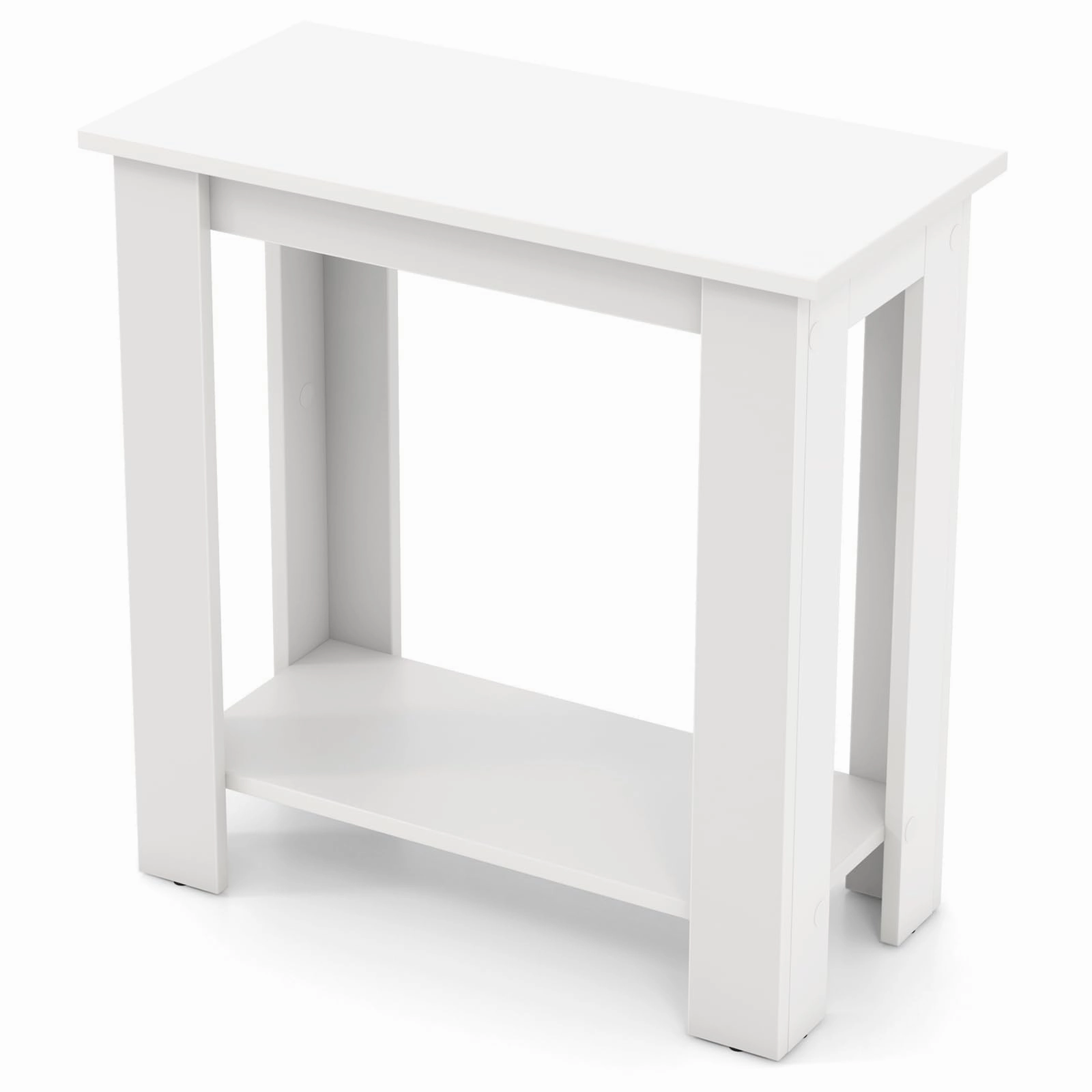 Giantex 2-Tier End Table White, Modern Side Table with Storage Shelf entry bench, mudroom storage