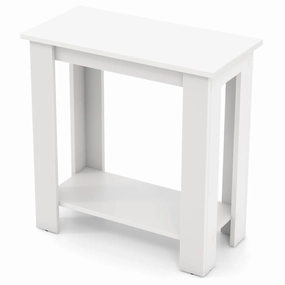 Giantex 2-Tier End Table White, Modern Side Table with Storage Shelf throw pillow, fuzzy blanket