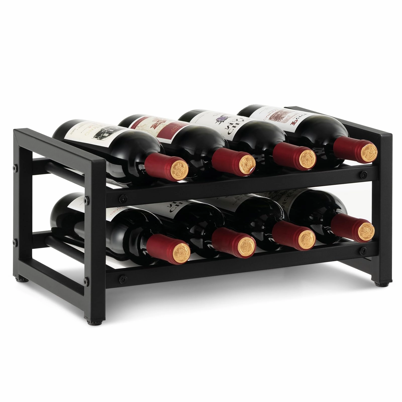 Giantex 2-Tier Metal Wine Rack Freestanding Counter Black kitchen towel, placemats