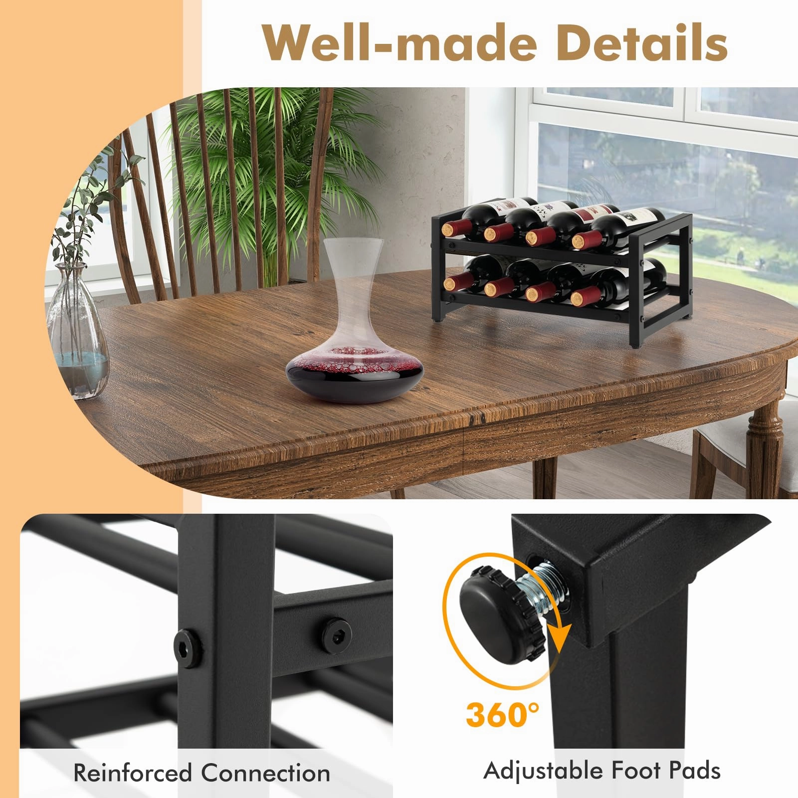 Giantex 2-Tier Metal Wine Rack Freestanding Counter Black