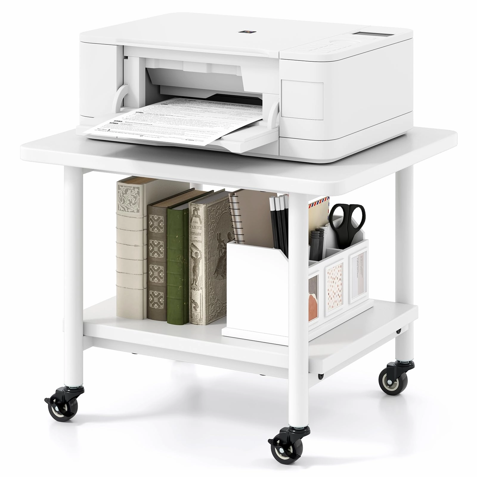 Giantex 2 Tier Mobile Printer Table with Storage Shelf outdoor dining set, patio table
