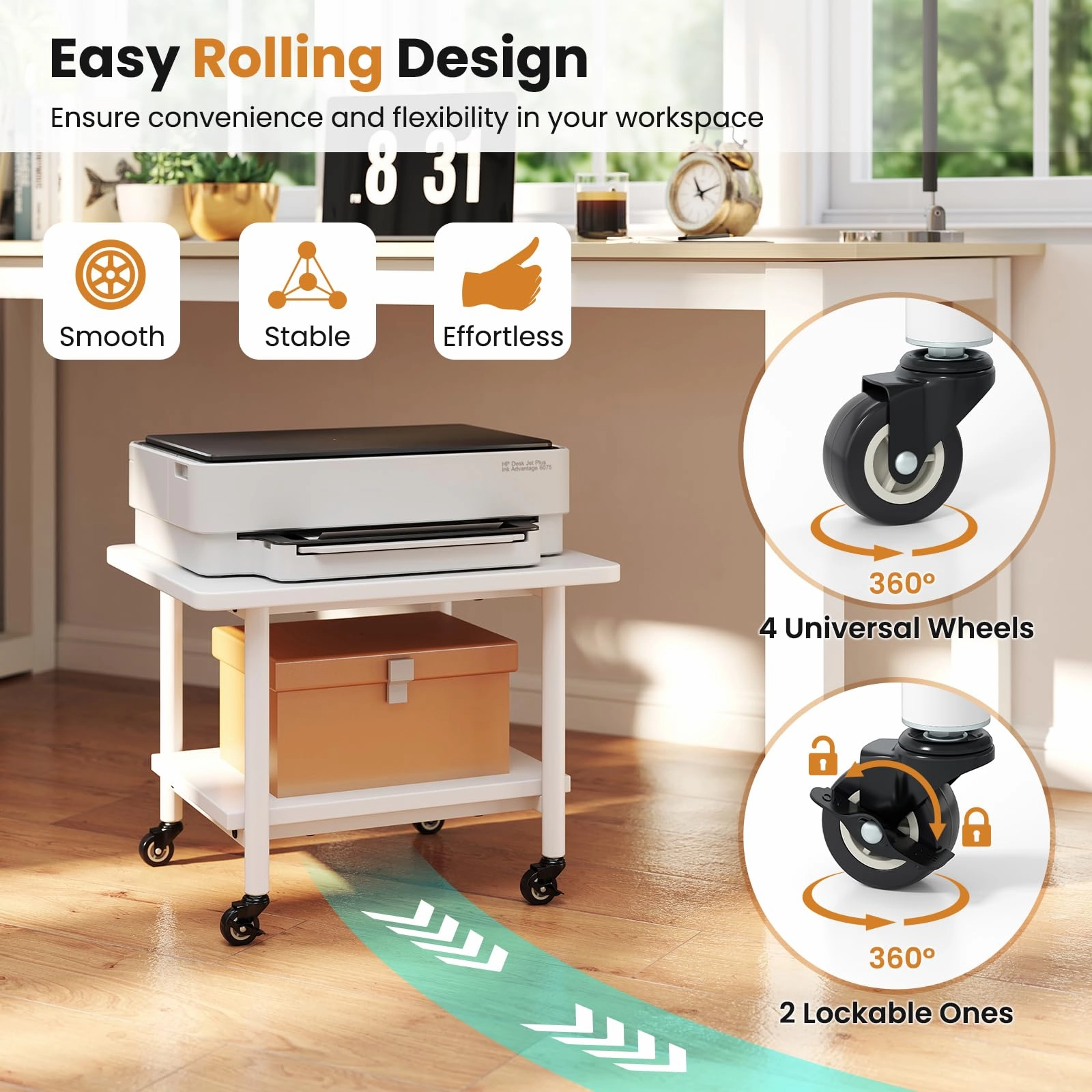 Giantex 2 Tier Mobile Printer Table with Storage Shelf