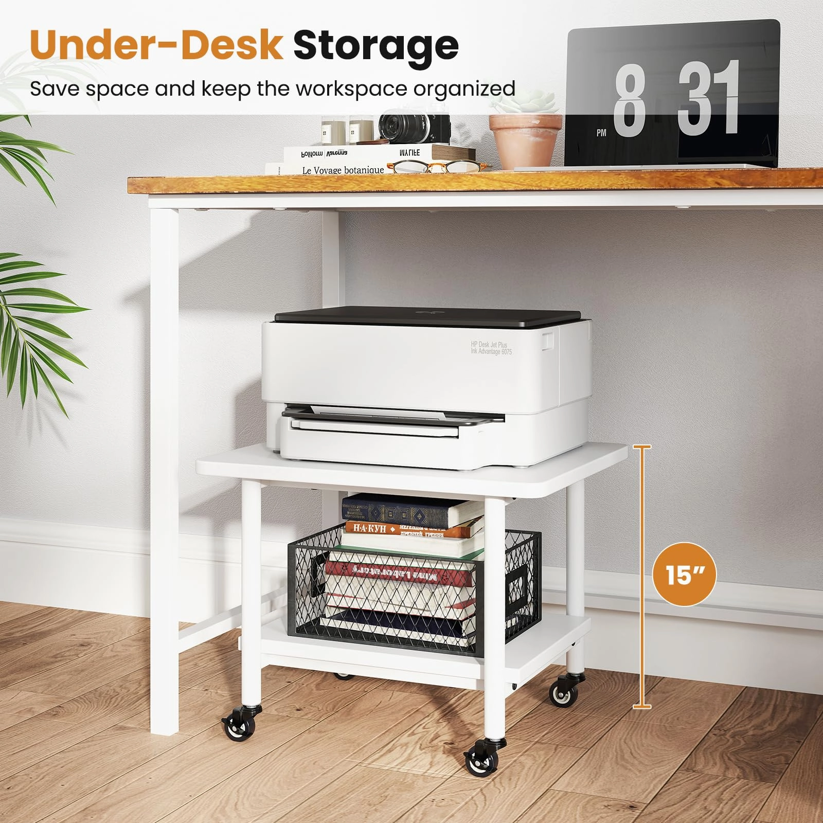 Giantex 2 Tier Mobile Printer Table with Storage Shelf